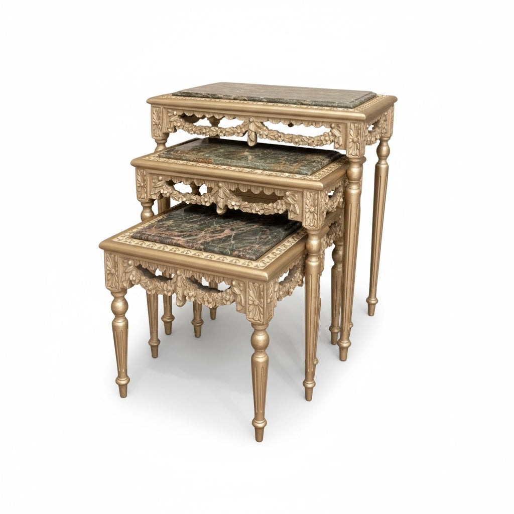 طقم نيوكلاسيك ثلاثي بقرصة رخام – تشطيب شامبين مترب