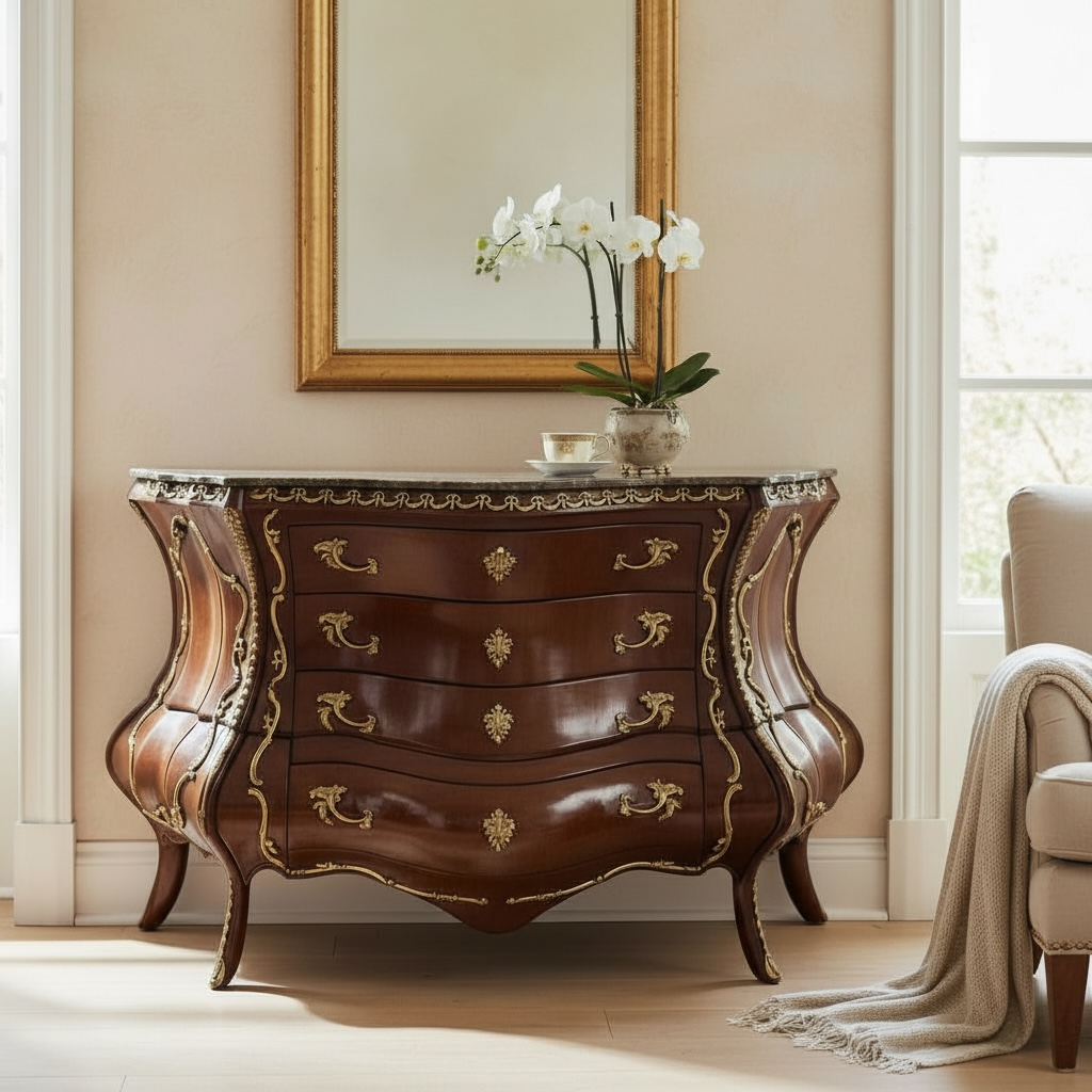 بايوه كلاسيك ٤ أدراج بتطعيمات نحاسية