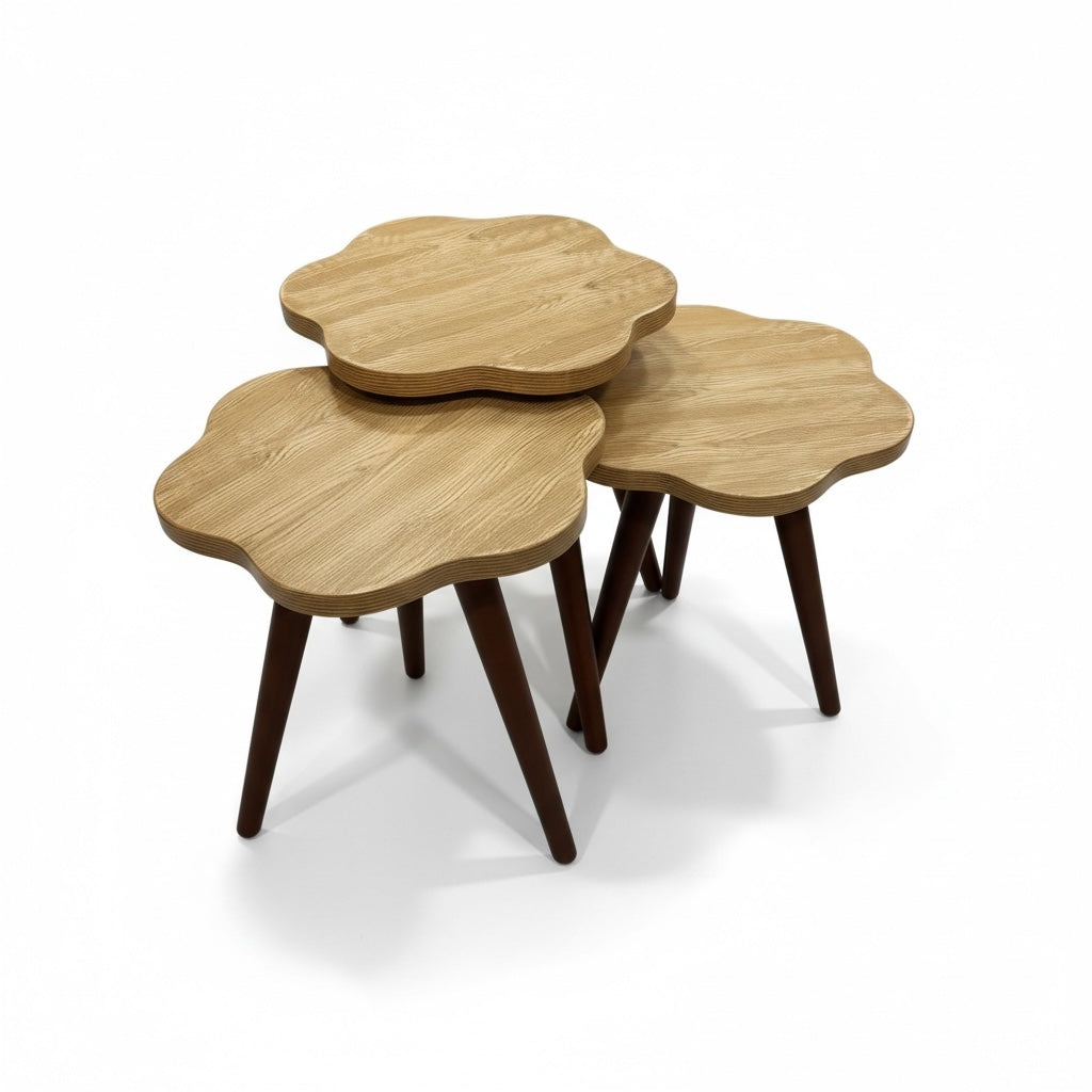 طقم ترابيزات ثلاثي مودرن – تصميم متداخل بشكل زهري - Nabolia