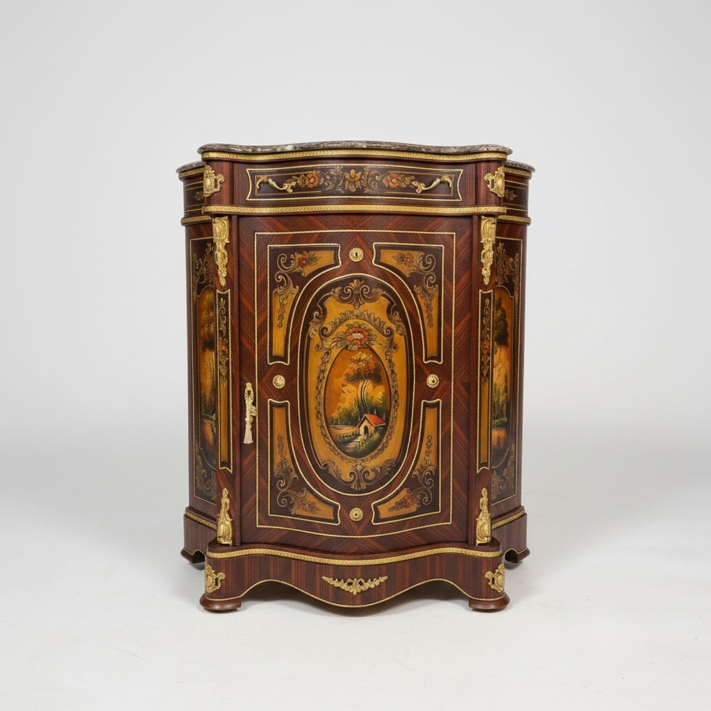 موبل فرنسي جزامة فاخرة بضلفة ودرج ورخام إمبرادور