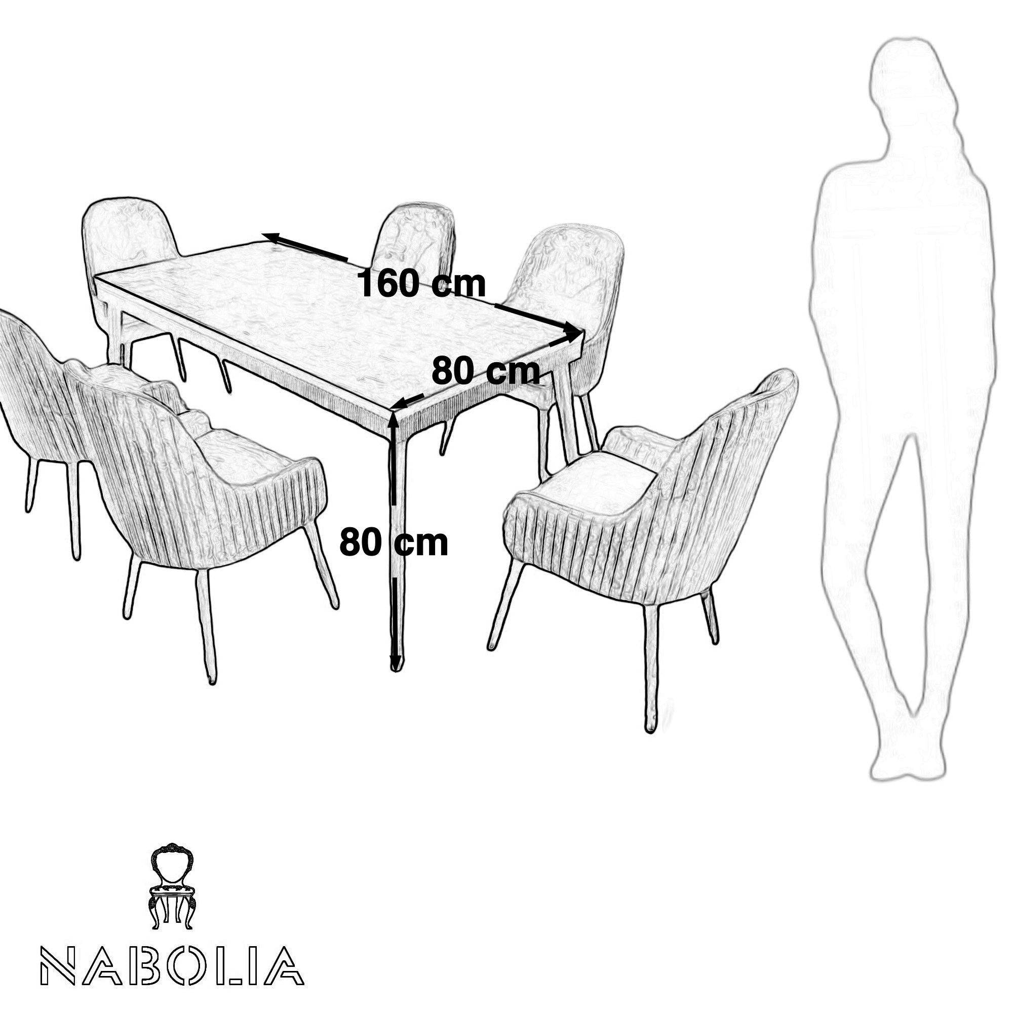 ترابيزة سفرة وستة كراسي تنجيد قطيفة - Nabolia