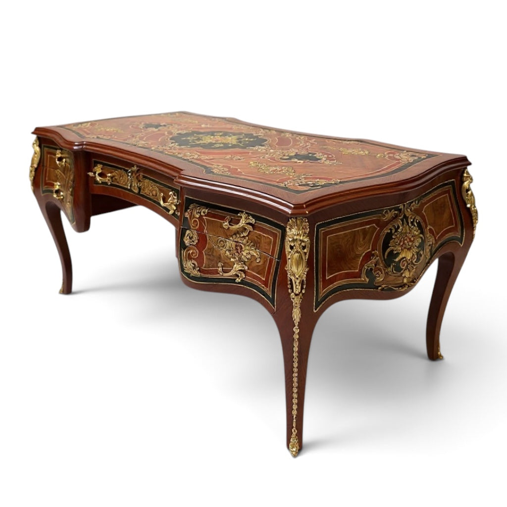 Classic desk with brass inlay, size 180