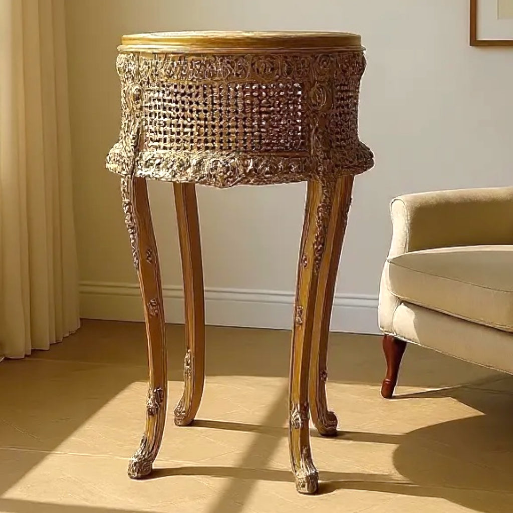 Antique gold stand inlaid with candy bar 