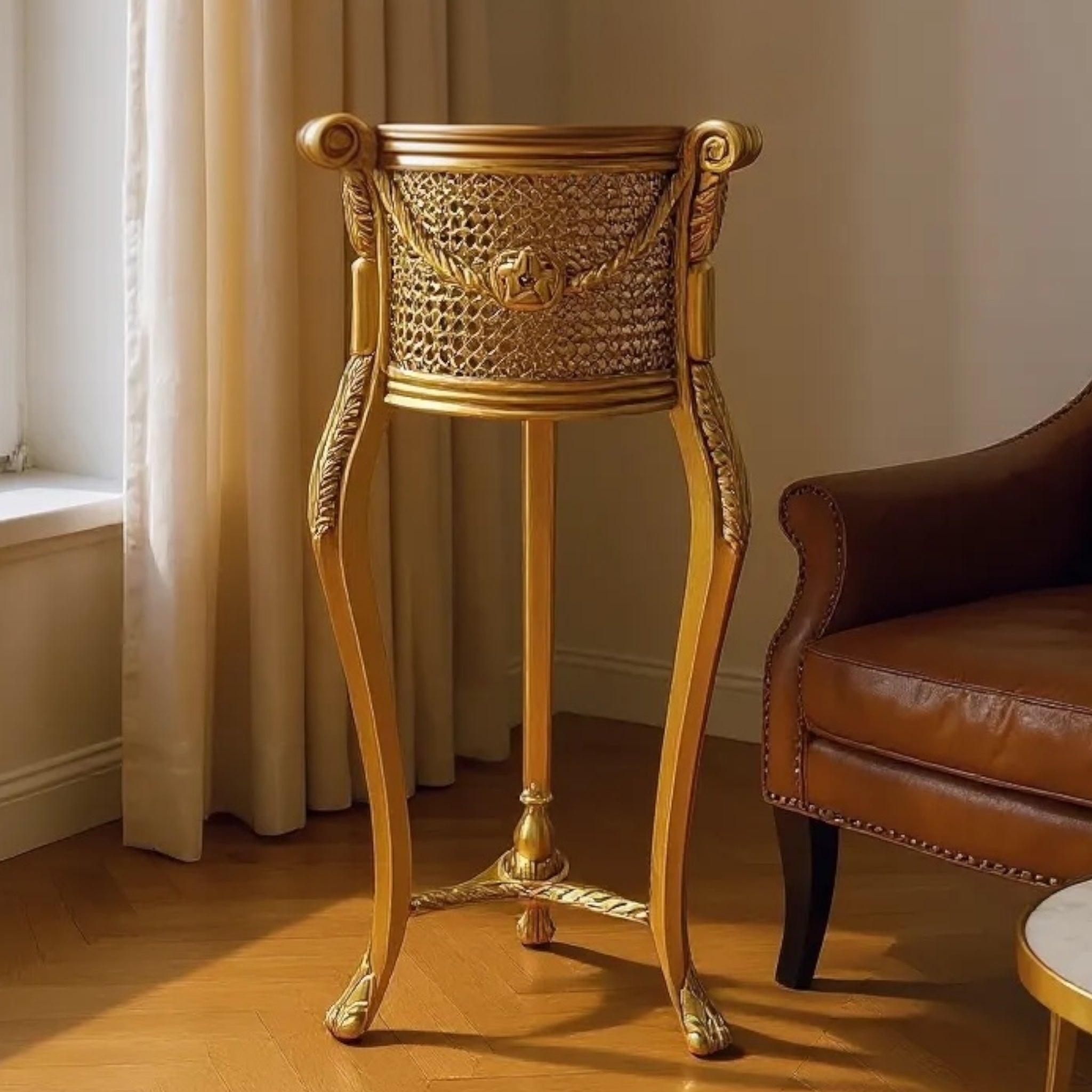 Golden stand inlaid with candy bar