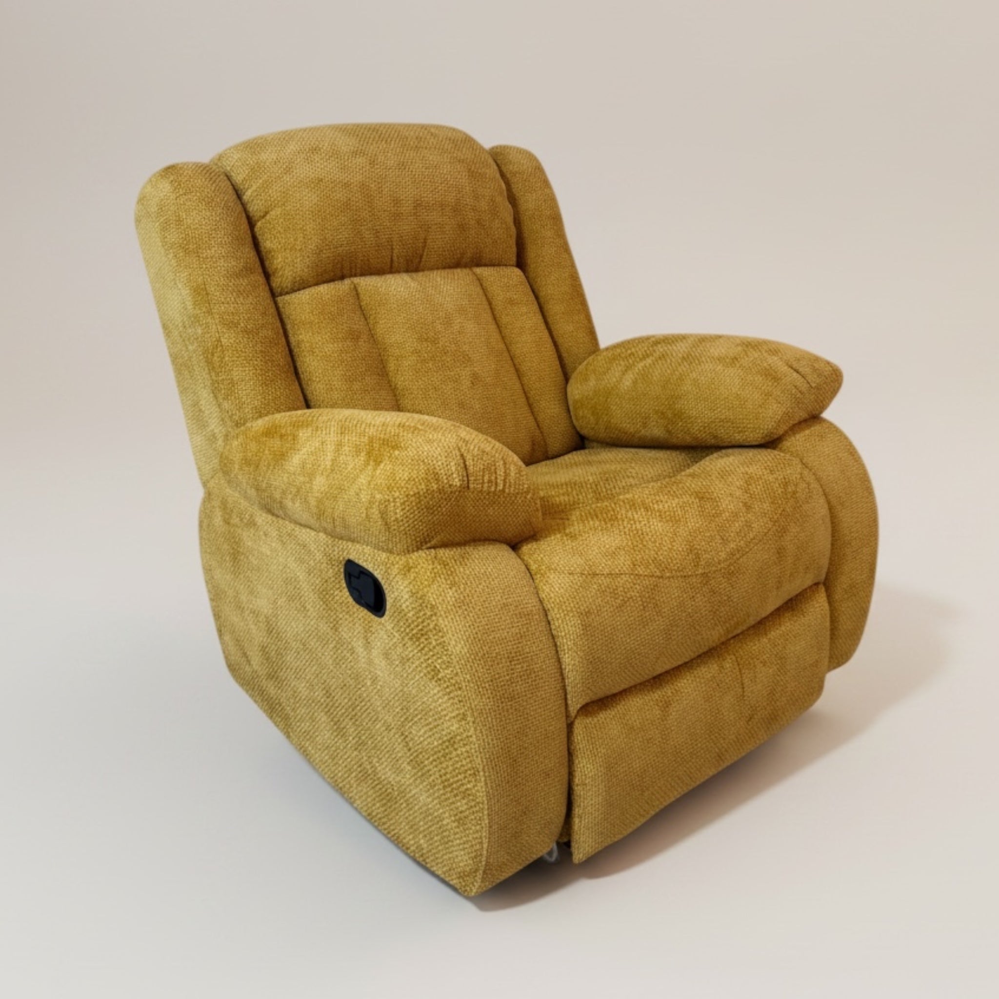 كرسي ريكلاينر قماش كتان أصفر