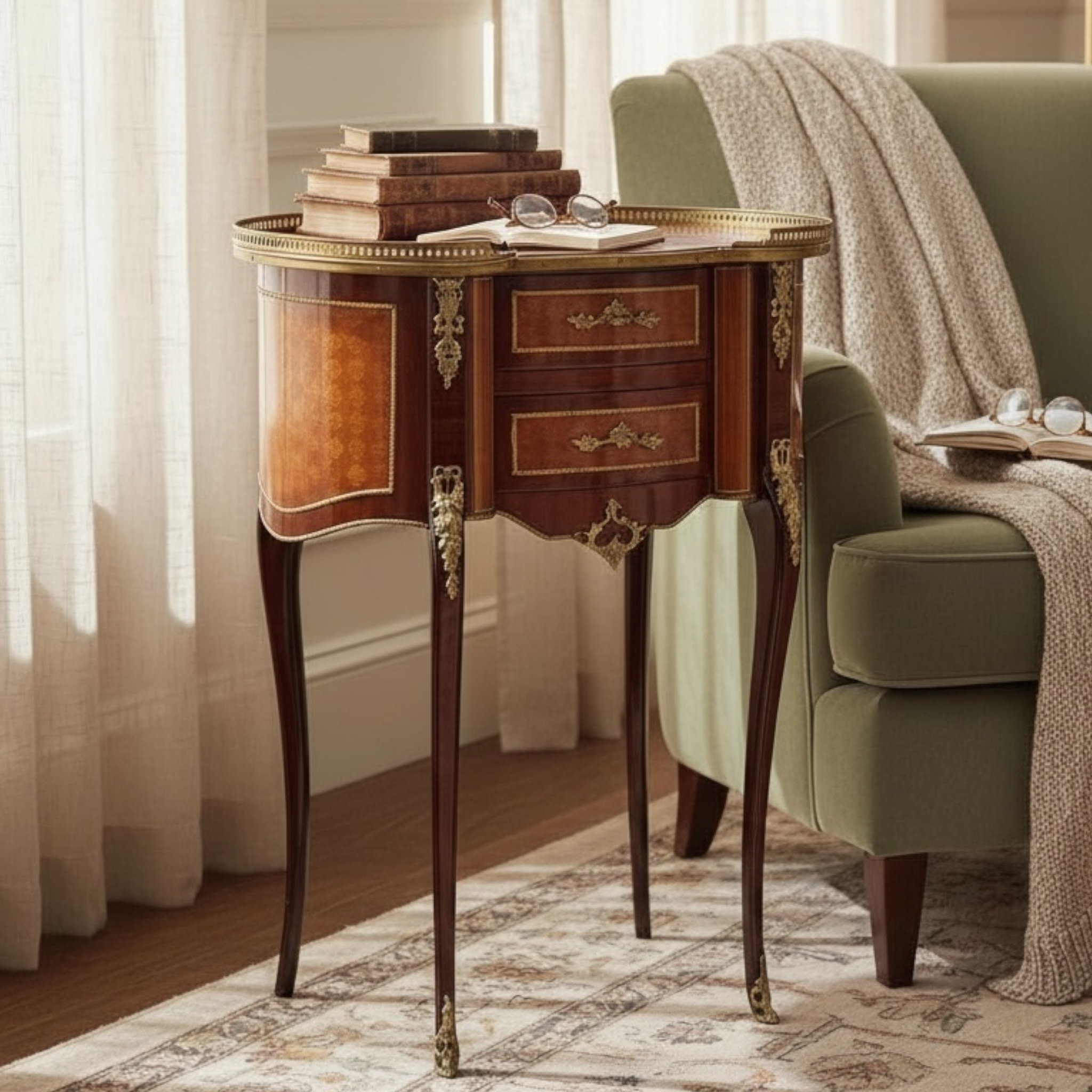 كومود لويس XV – تصميم فرنسي فاخر مطعم بالنحاس والمارتكريه