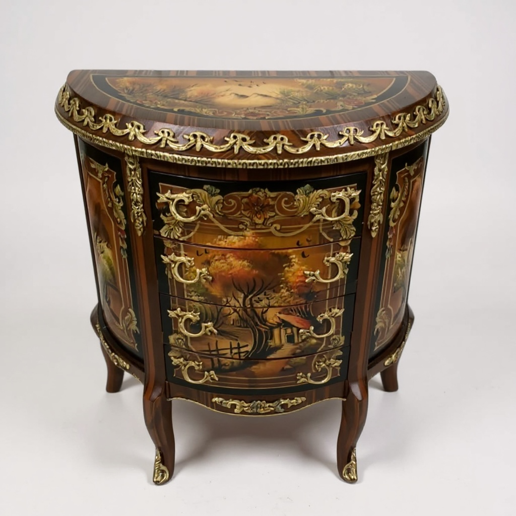 بايوه ٤ أدراج برسم طبيعي وزجاج