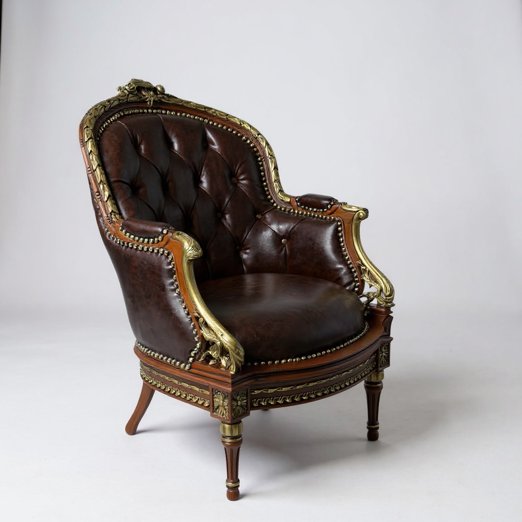 طقم مكتب كلاسيك "ميني صالون "بجلد إيطالي ورخام إمبرادور