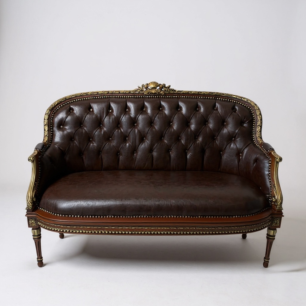 طقم مكتب كلاسيك "ميني صالون "بجلد إيطالي ورخام إمبرادور