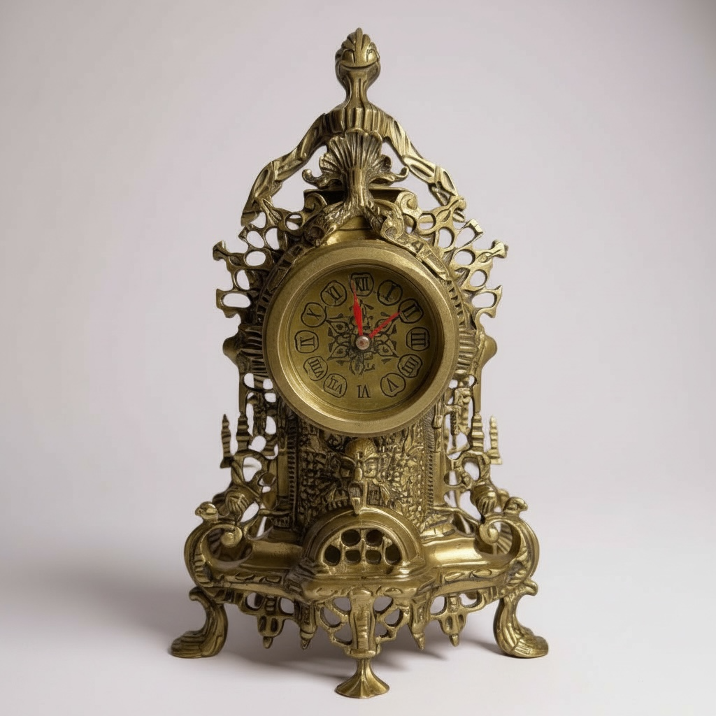 طقم ساعة وشمعدان من النحاس بتصميم كلاسيكي فاخر