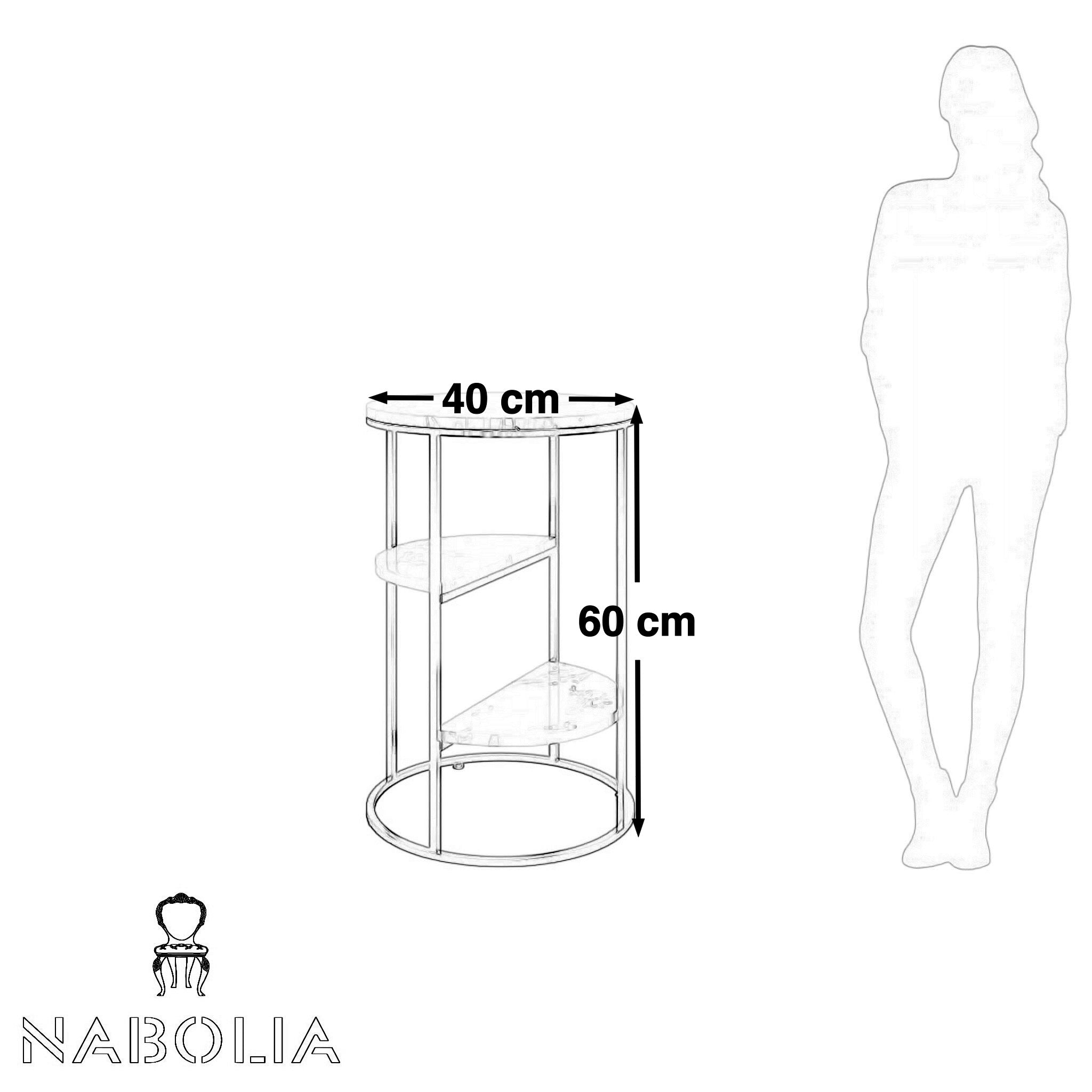 ترابيزة جانبية دائرية بسطح رخام - Nabolia