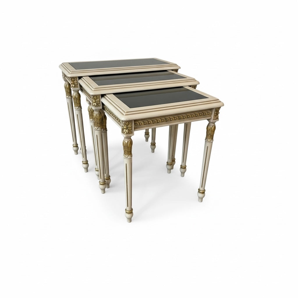 طقم تربيزات كلاسيك بسطح زجاج