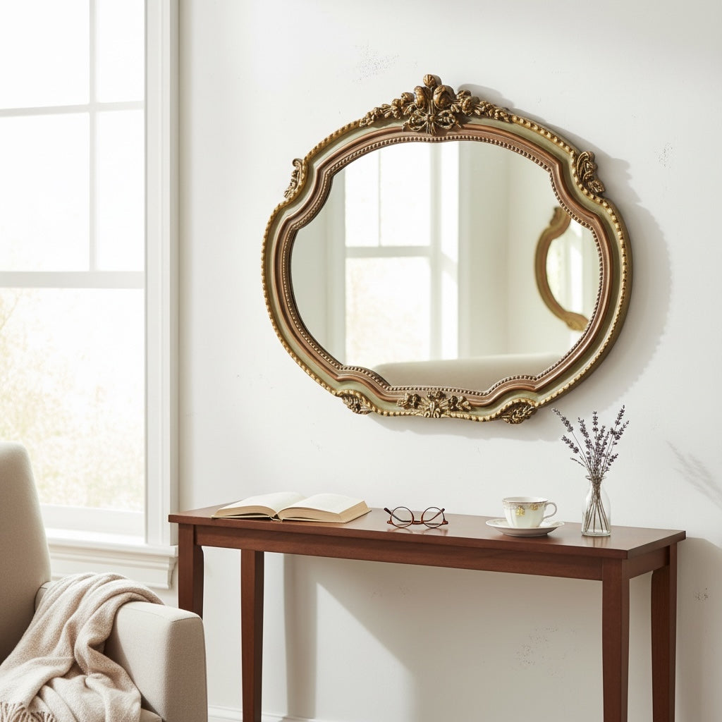 برواز مرايا كلاسيكي بستاج في استر مع دهبي