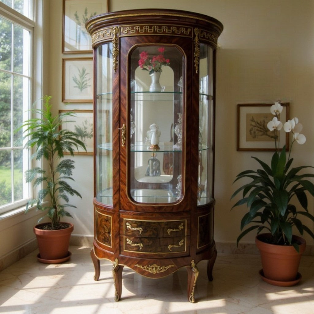 80 cm inlaid copper showcase
