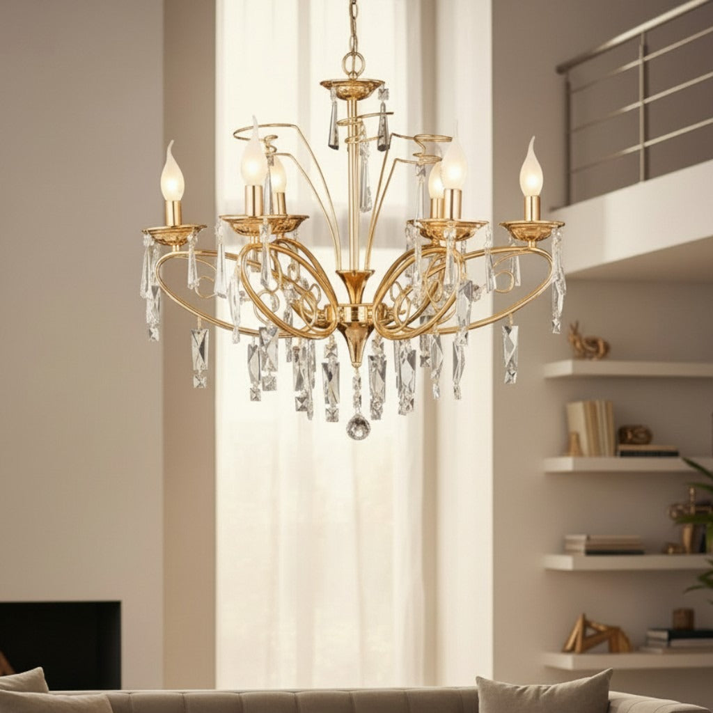 نجفة 6 ذراع بيضاوي بتفاصيل منحنية ناعمة