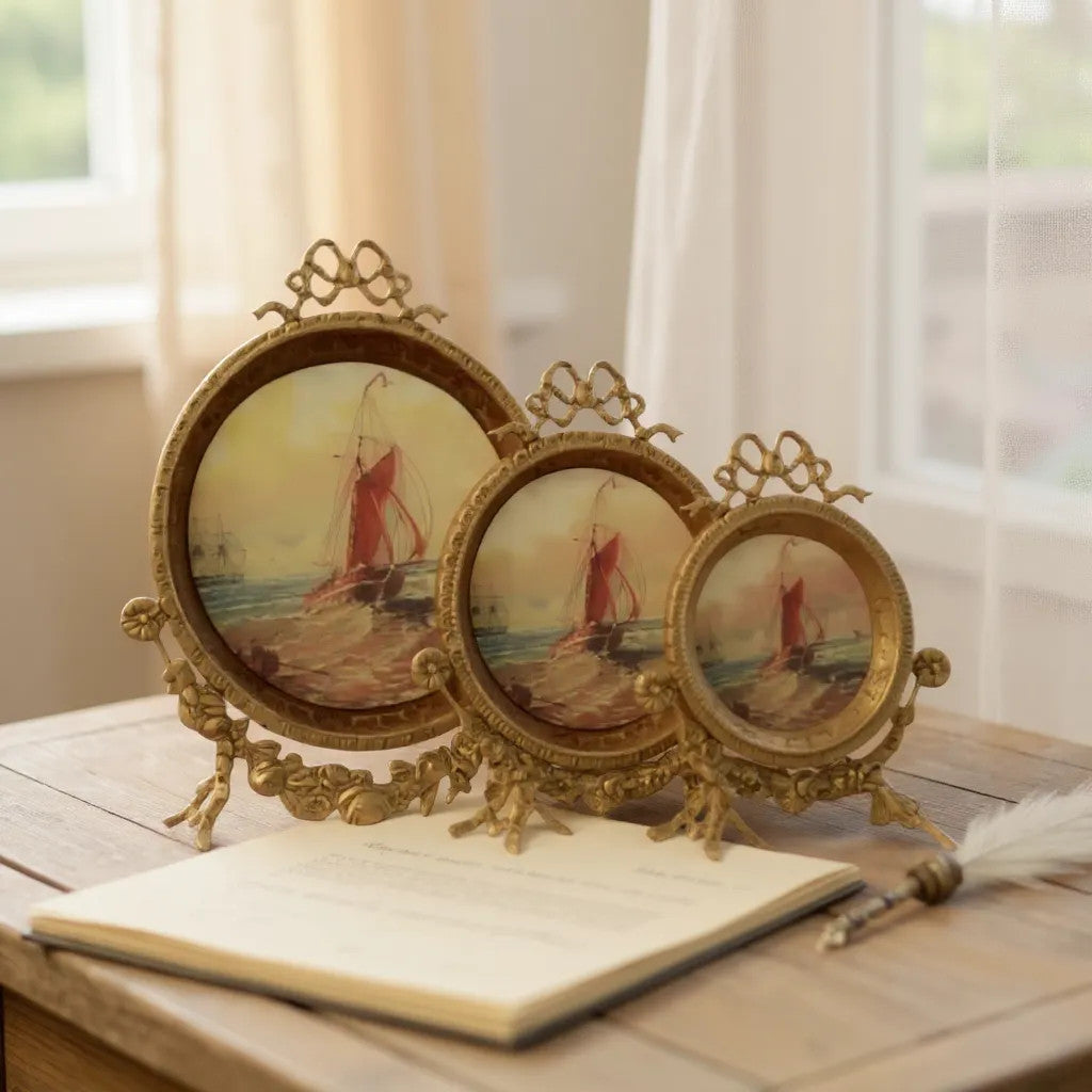 Classic design decorative plate set with copper stand