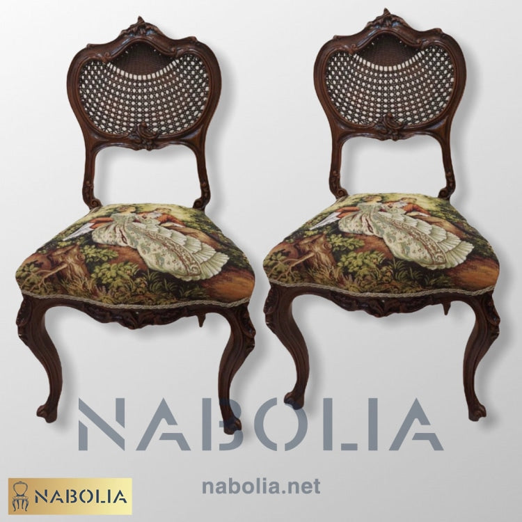اتنين كرسي انتيك بني استر - Nabolia Damietta hub furniture