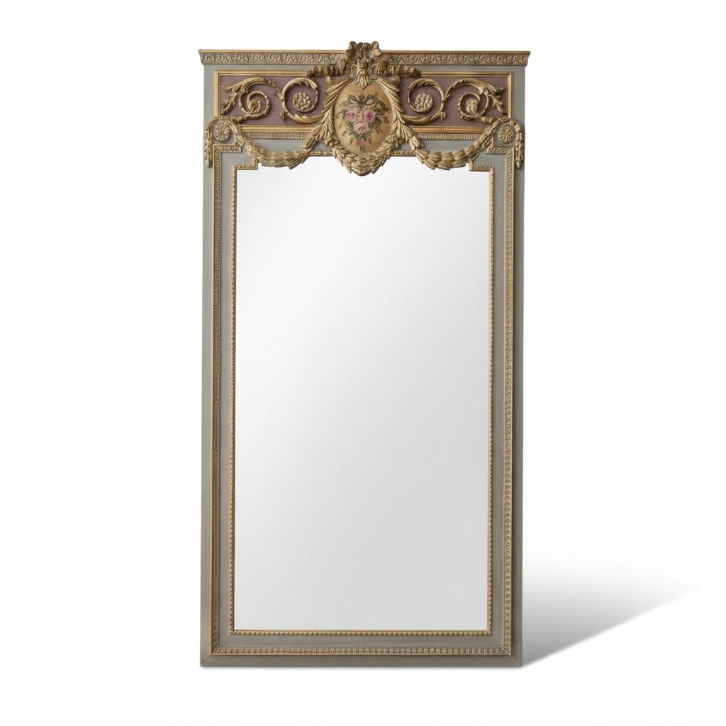 مرآة أرضية كلاسيك بإطار مزخرف