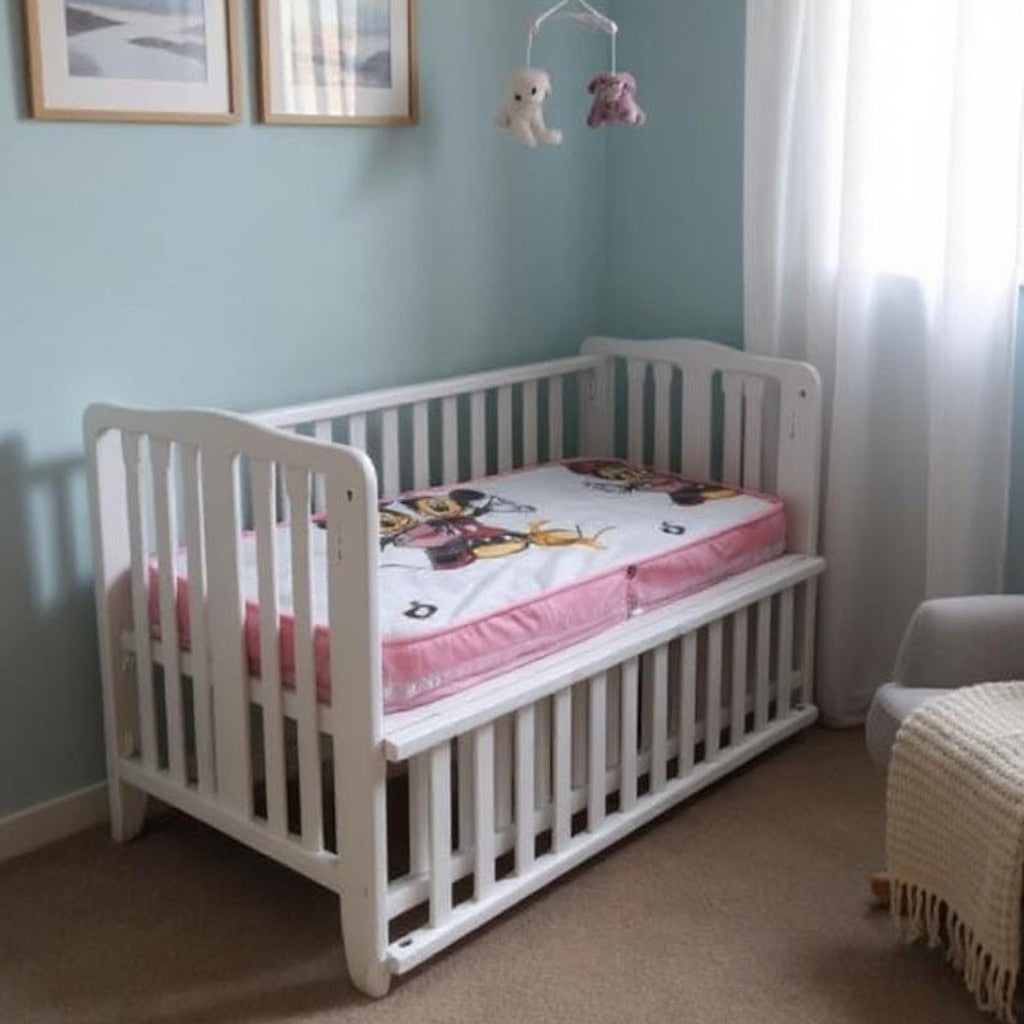 White foldable baby bed