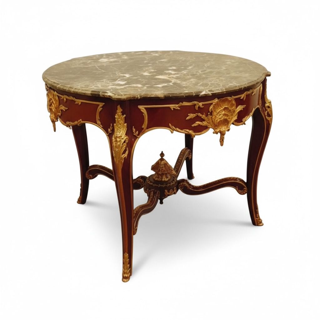 ترابيزة مدخل أنتيك بسطح رخامي وتطعيمات نحاس فاخرة