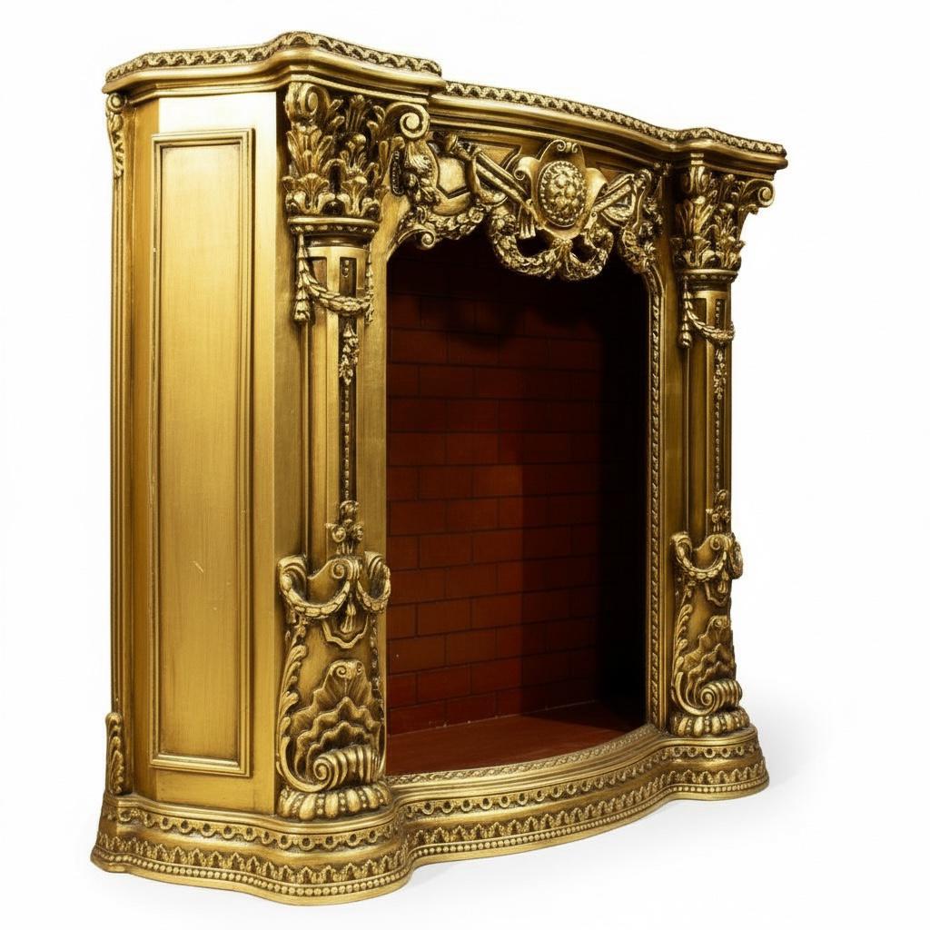 مدفأة كلاسيكية باللون الذهبي  الأنيق