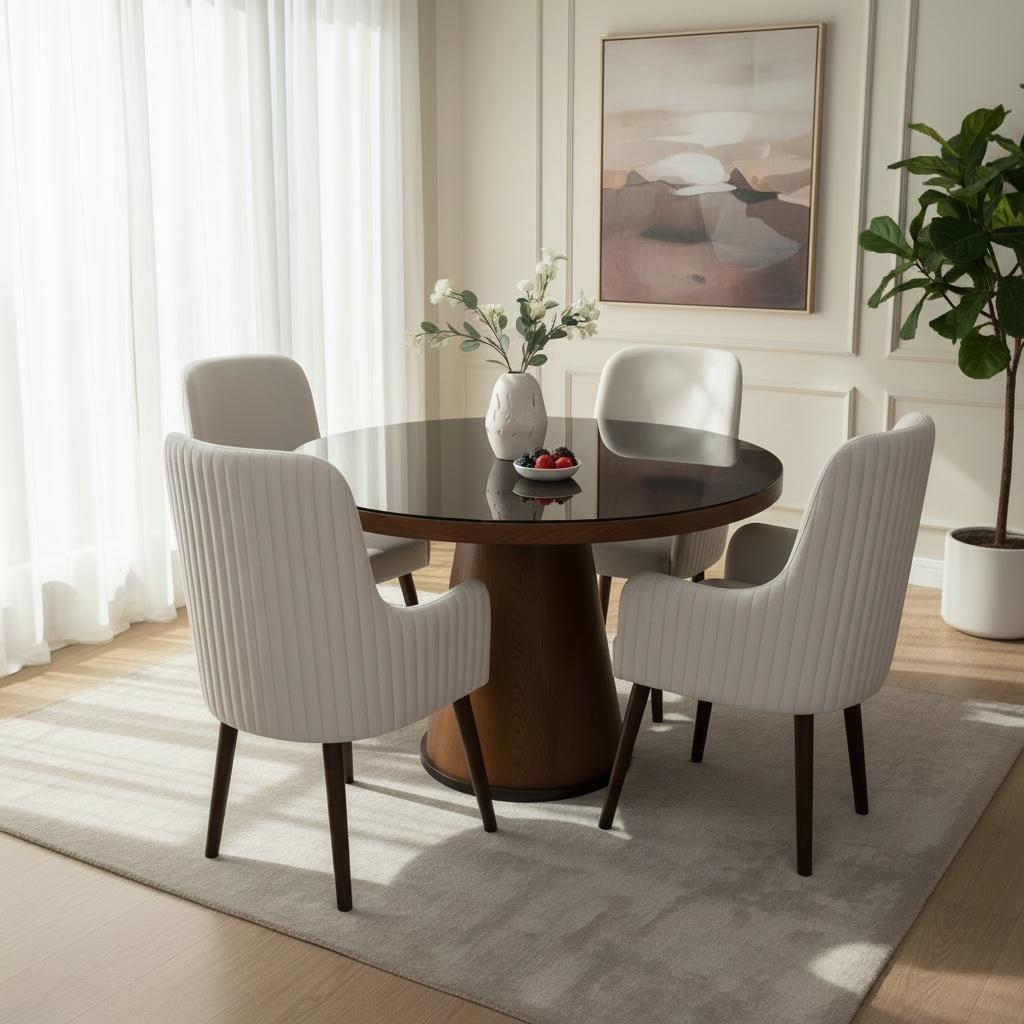 ترابيزة سفرة دائرية مودرن خشب طبيعي