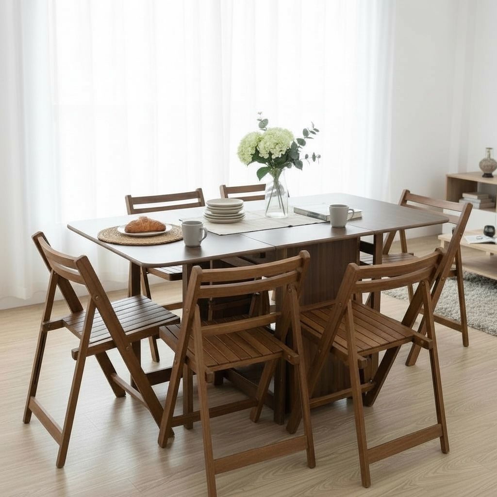 طقم ترابيزة سفرة مصيف خشب 6 كراسي