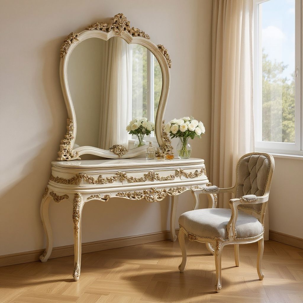 غرفة نوم كلاسيك فاخرة بتفاصيل محفورة ولمسة ملكية