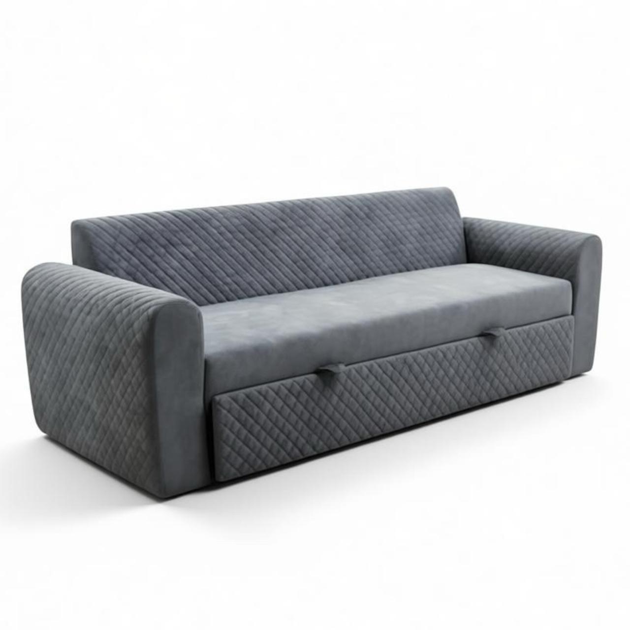 كنبة سرير رمادي  خشب زان روماني بآلية ميكانيزم عالية الجودة