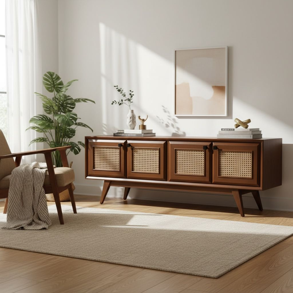 وحدة تلفزيون خشب بواجهات كانيه