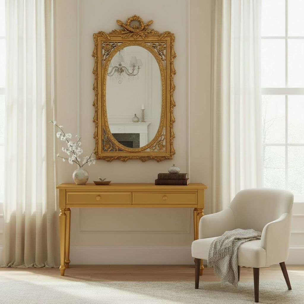 برواز مرايا كلاسيك أنتيك بإطار ذهبي فاخر من الخشب الطبيعي