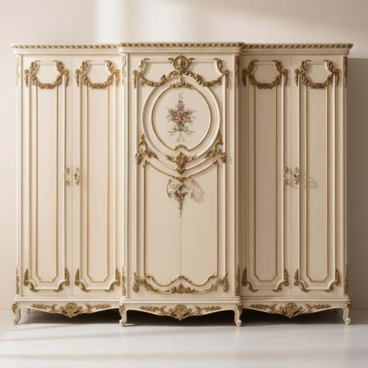 غرفة نوم كلاسيك فاخرة بتصميم ملكي مزخرف