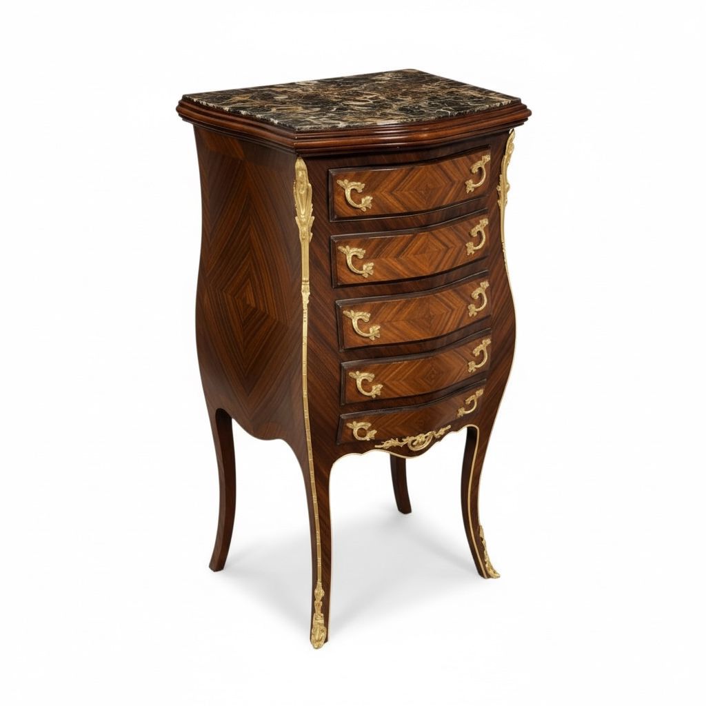 كومود كلاسيك فاخر بخمس أدراج وزخارف ذهبية