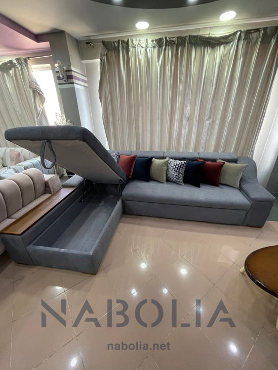 ركنة حرف L بلو - Nabolia Damietta hub furniture