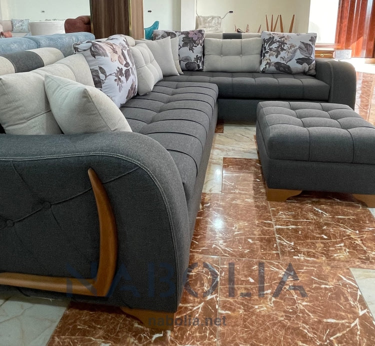 ركنة حرف L جراي - Nabolia Damietta hub furniture