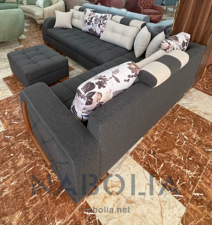 ركنة حرف L جراي - Nabolia Damietta hub furniture