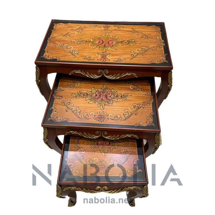 طقم ثلاثي مطعم بالنحاس - Nabolia Damietta hub furniture