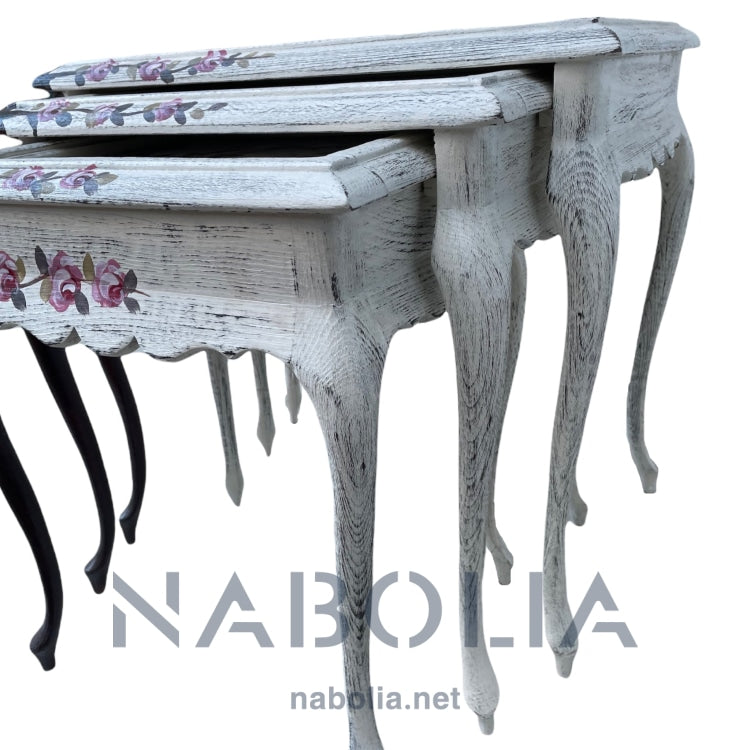 طقم ترابيزات ثلاثي اوف وايت - Nabolia Damietta hub furniture