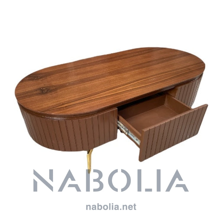 ترابيزة قهوة بني بيضاوي - Nabolia Damietta hub furniture