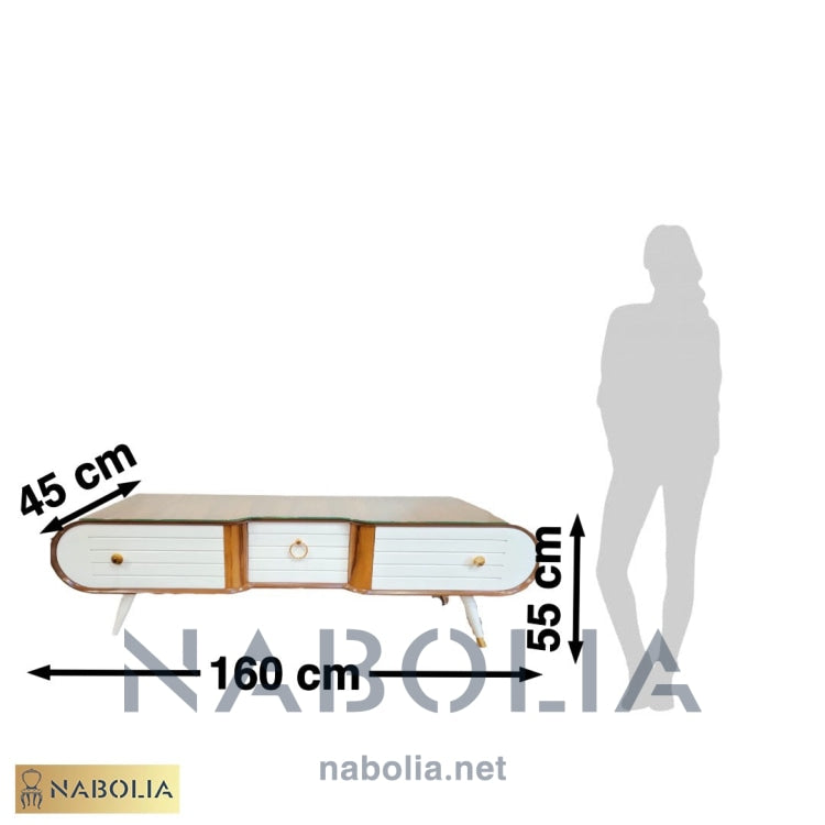 ترابيزة تلفزيون اوف وايت - Nabolia Damietta hub furniture