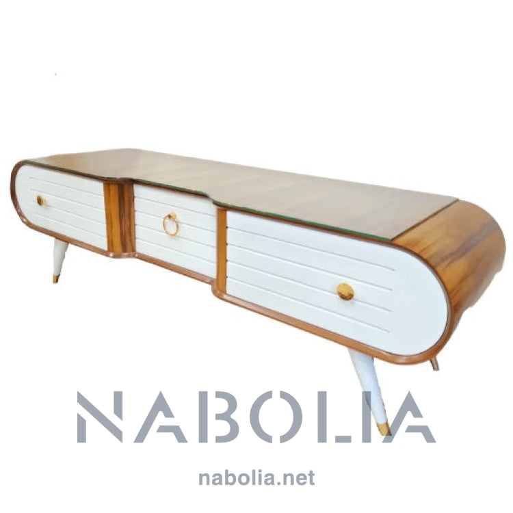 ترابيزة تلفزيون اوف وايت - Nabolia Damietta hub furniture