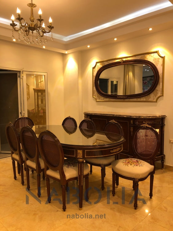 ترابيزة و ثمانية كرسي مطعمة بالنحاس - Nabolia Damietta hub furniture